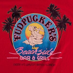 Vtg 80's Fruit of the Loom Fudpuckers Ya Ain't Been Pucked XL Red T Shirt